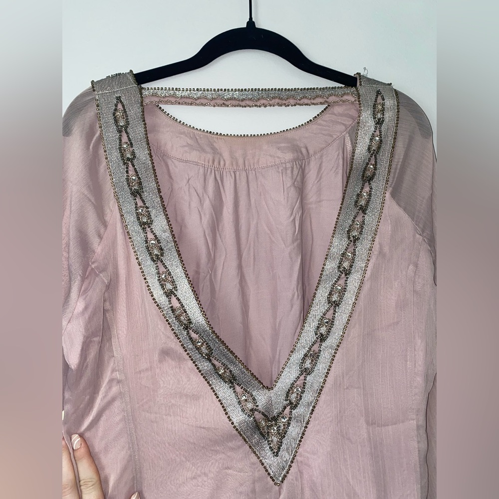 Altar’d State Darra Long Sleeve Open Back Beaded Swing Dress - Picture 11 of 15